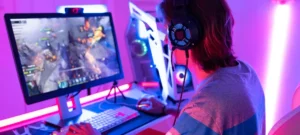 A person streaming video games on a computer